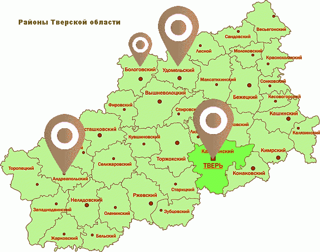 Карта бежецкого района тверской области с деревнями